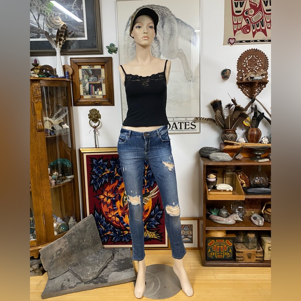 Women's Distressed Blue Jeans